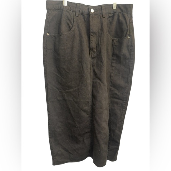 Black Tall Split side Denim Midi skirt - Picture 3 of 3